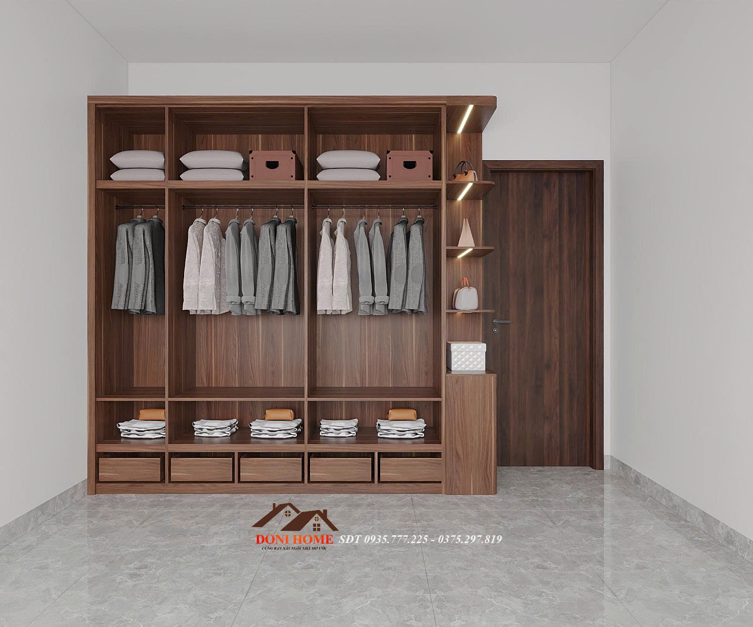 Tủ quần áo nhiều ngăn treo, đẹp và hiện đại TA03